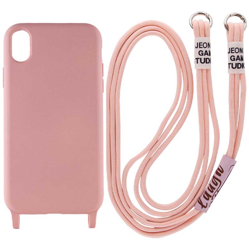 Чехол Cord case c длинным цветным ремешком для Apple iPhone XR (6.1") (Розовый / Pink Sand)