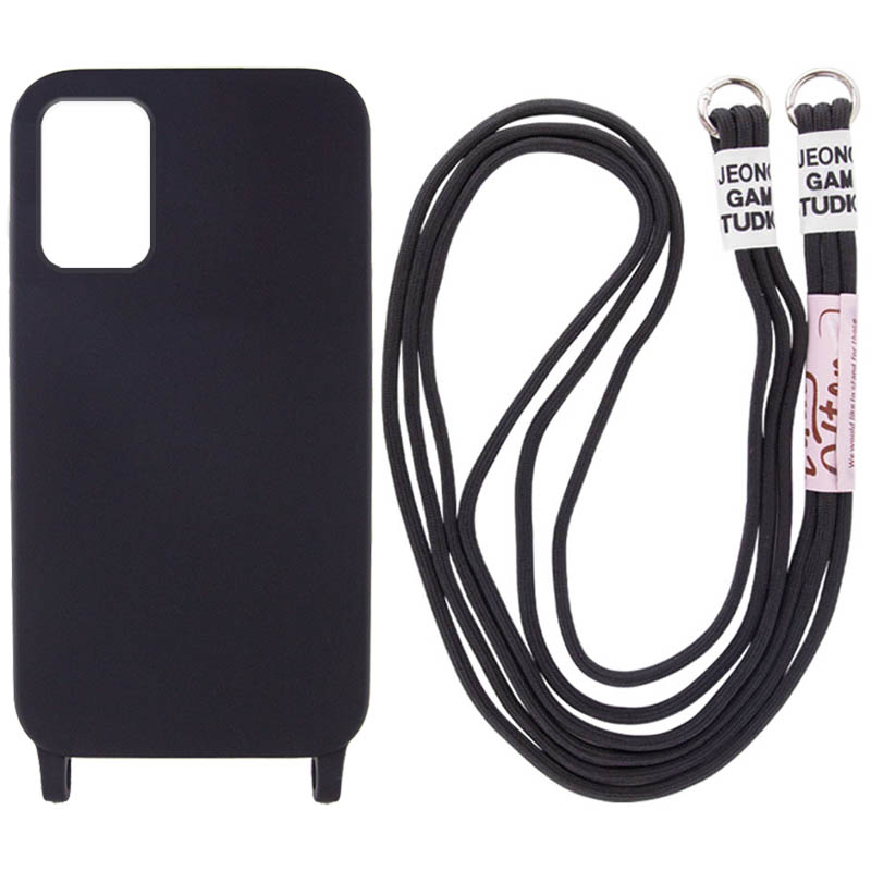 Чехол Cord case c длинным цветным ремешком для Samsung Galaxy A32 4G (Черный)