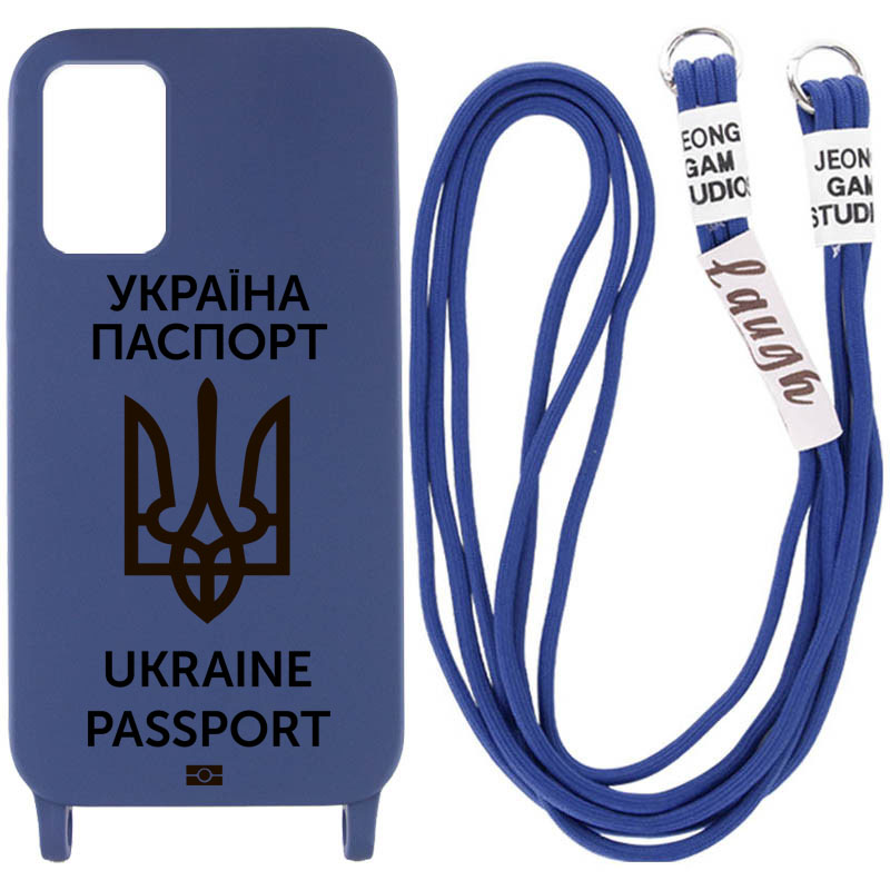 Чехол Cord case Ukrainian style c длинным цветным ремешком для Samsung Galaxy A53 5G (Темно-синий / Midnight blue)