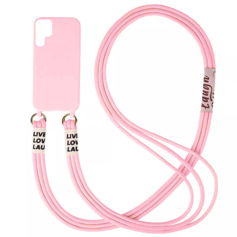 Чехол Cord case c длинным цветным ремешком для Samsung Galaxy S22 Ultra (Розовый / Light pink)