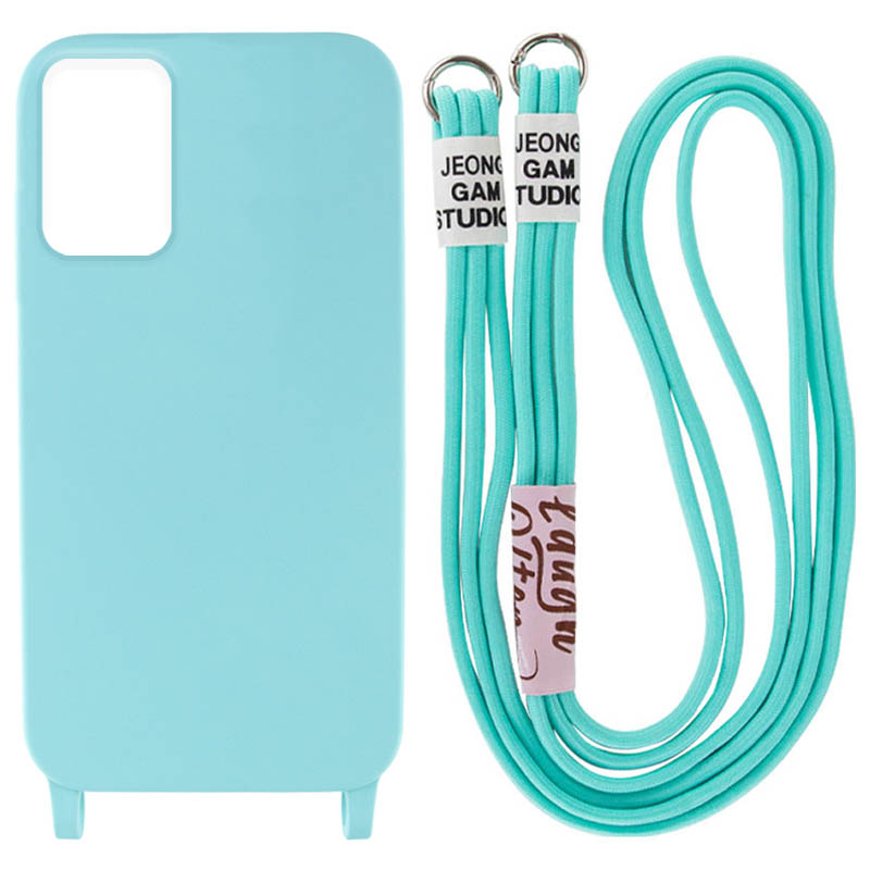 Чехол Cord case c длинным цветным ремешком для Samsung Galaxy S22+ (Бирюзовый / Marine Green)