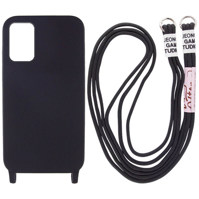 Чехол Cord case c длинным цветным ремешком для Samsung Galaxy S22+ (Черный)