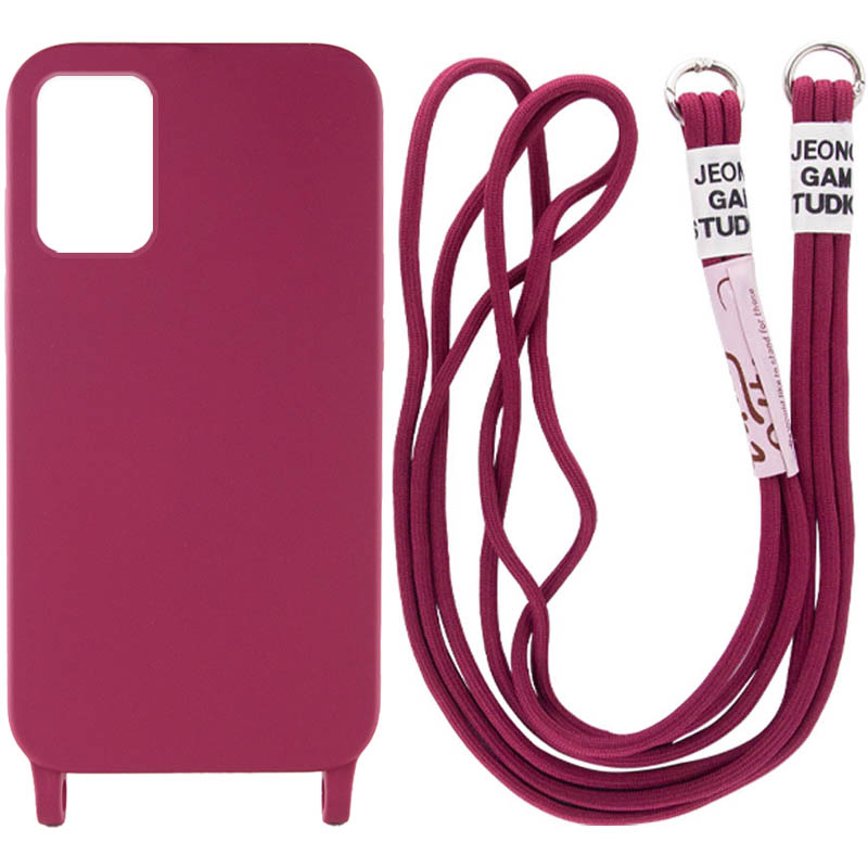 Чехол Cord case c длинным цветным ремешком для Samsung Galaxy S22+ (Красный / Rose Red)
