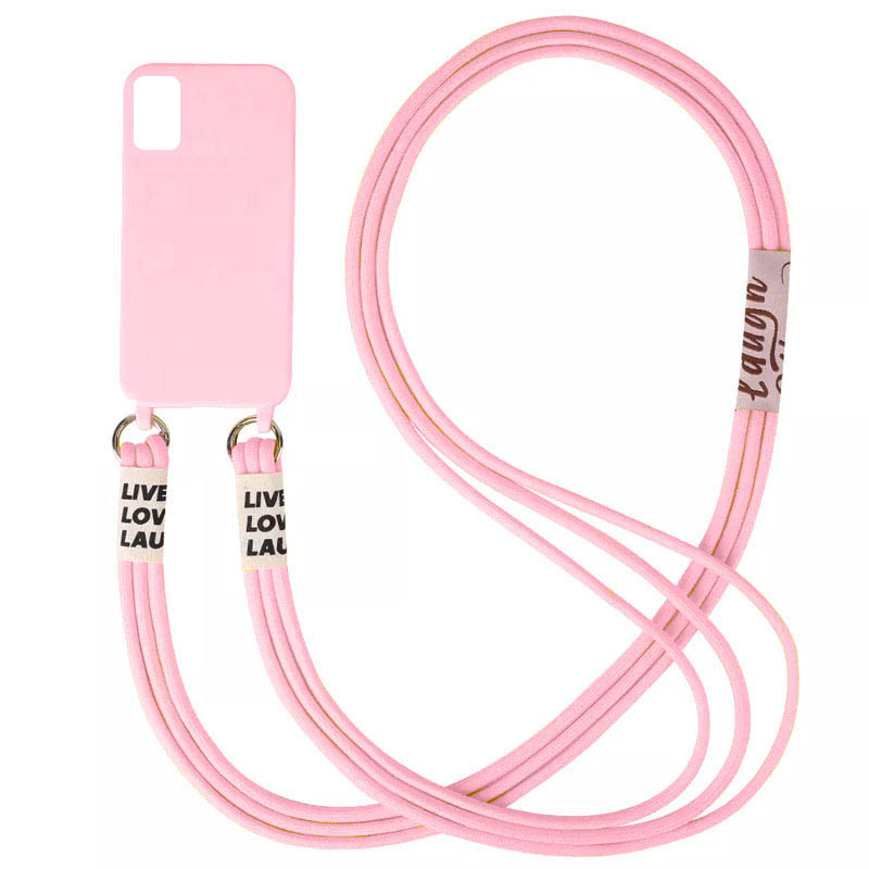 Чехол Cord case c длинным цветным ремешком для Samsung Galaxy S22+ (Розовый / Light pink)