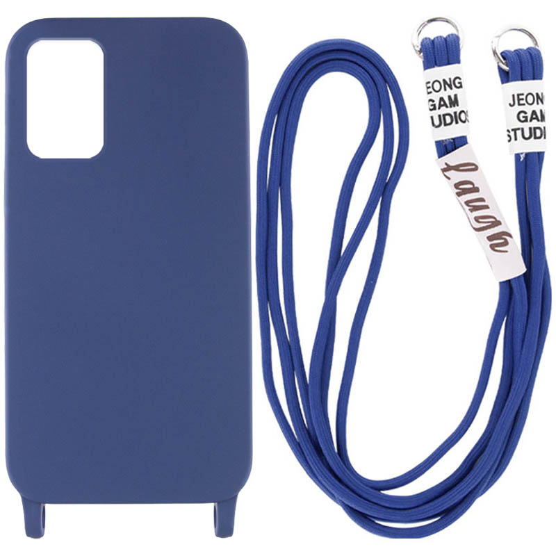 Чехол Cord case c длинным цветным ремешком для Samsung Galaxy S22+ (Темно-синий / Midnight blue)