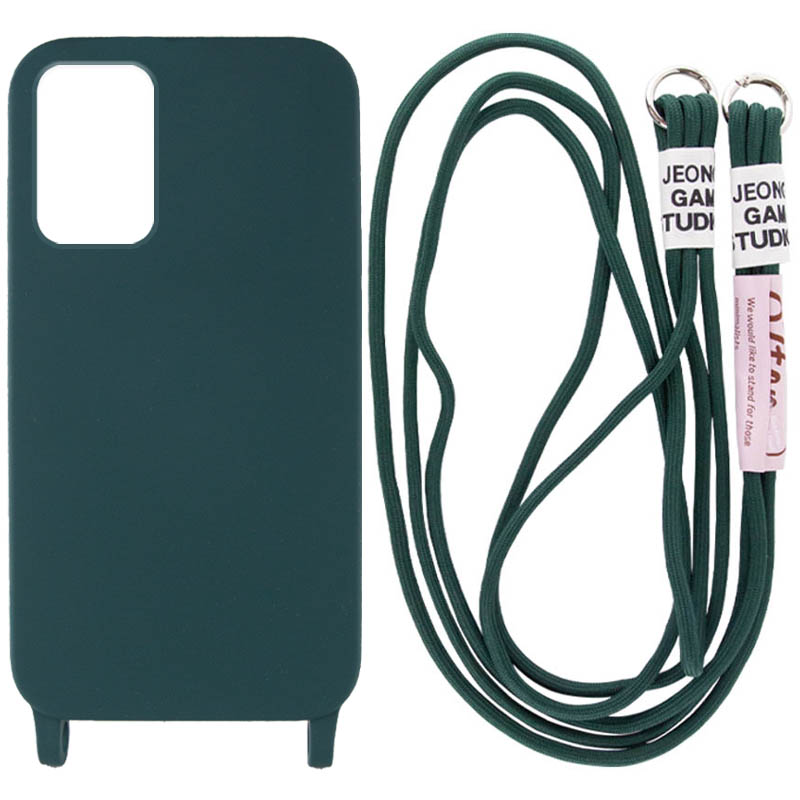 Чехол Cord case c длинным цветным ремешком для Samsung Galaxy S22+ (Зеленый / Forest green)