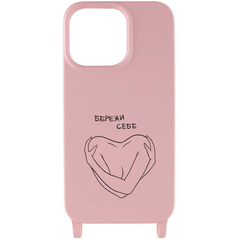 Чехол Cord case Ukrainian style c длинным цветным ремешком для Samsung Galaxy A51 (Розовый / Pink Sand)