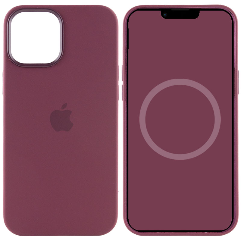 Чохол Silicone case (AAA) full with Magsafe and Animation для Apple iPhone 12 Pro (Бордовий / Plum)