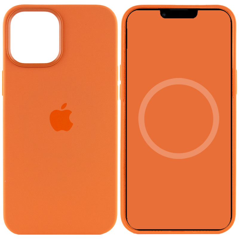 Чехол Silicone case (AAA) full with Magsafe and Animation для Apple iPhone 12 Pro / 12 (6.1") (Оранжевый / Kumquat)