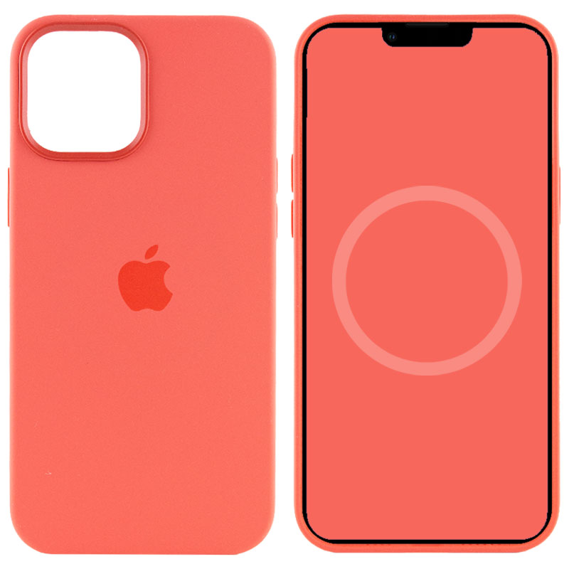 Чехол Silicone case (AAA) full with Magsafe and Animation для Apple iPhone 12 Pro Max (6.7") (Оранжевый / Pink citrus)