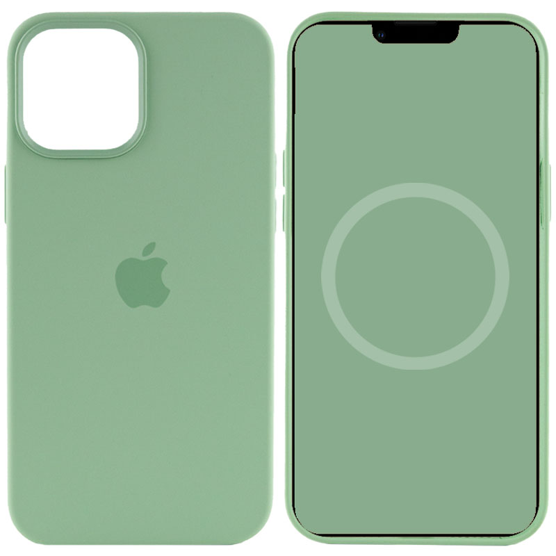 Чехол Silicone case (AAA) full with Magsafe and Animation для Apple iPhone 12 Pro Max (6.7") (Зеленый / Pistachio)