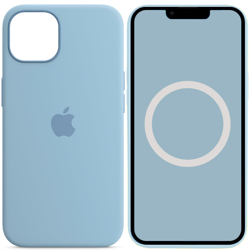 Чохол Silicone case (AAA) full with Magsafe and Animation для Apple iPhone 13 (6.1") (Блакитний / Blue Fog)