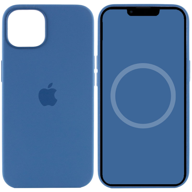 Чехол Silicone case (AAA) full with Magsafe and Animation для Apple iPhone 13 (6.1") (Синий / Blue Jay)