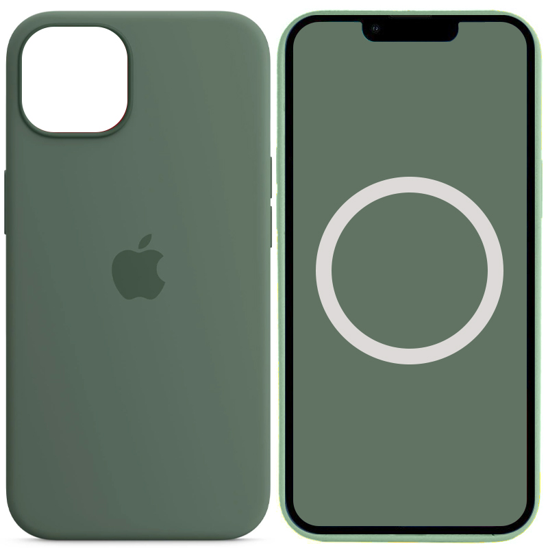 Чохол Silicone case (AAA) full with Magsafe and Animation для Apple iPhone 13 (6.1") (Зелений / Eucalyptus)