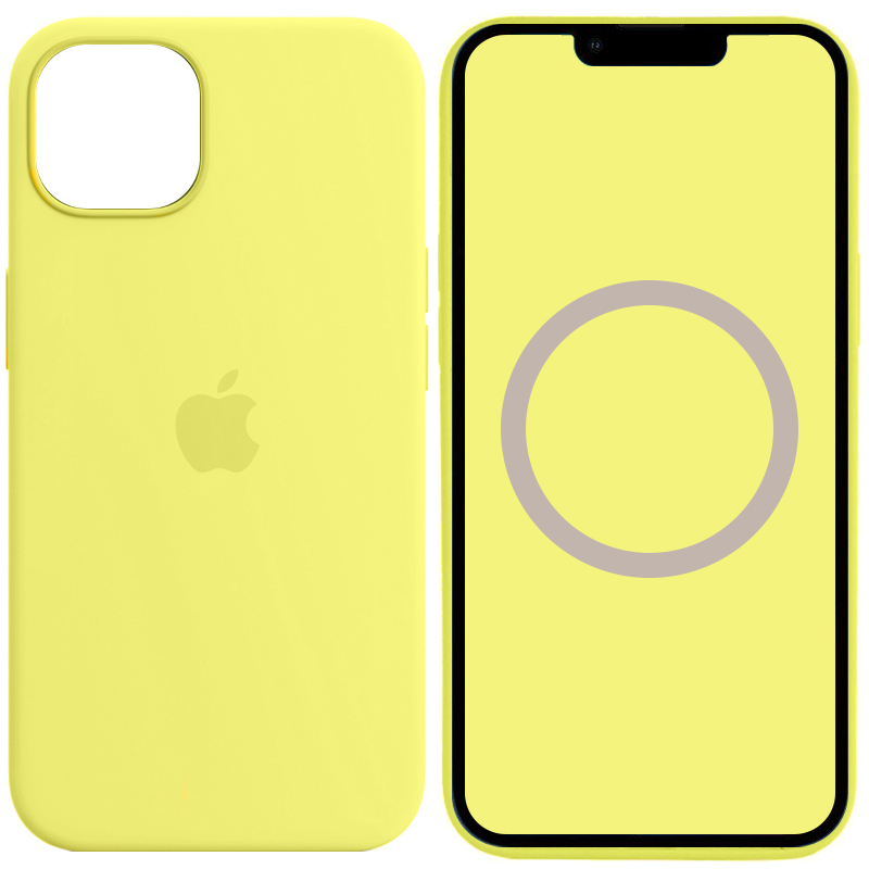 Чехол Silicone case (AAA) full with Magsafe and Animation для Apple iPhone 13 (6.1") (Желтый / Lemon Zest)