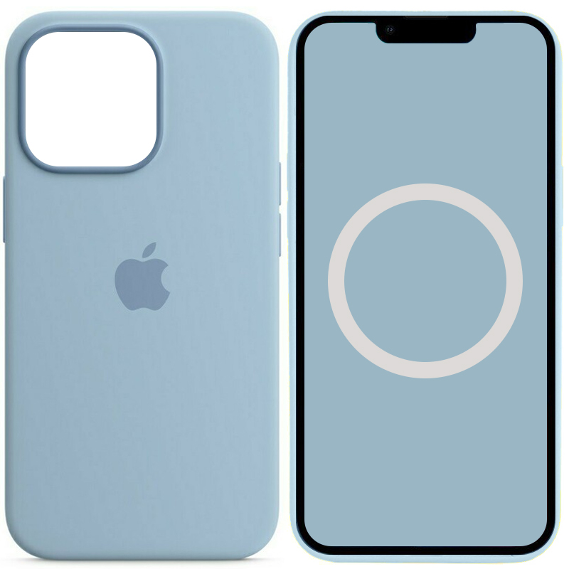 Чохол Silicone case (AAA) full with Magsafe and Animation для Apple iPhone 13 Pro (6.1") (Блакитний / Blue Fog)