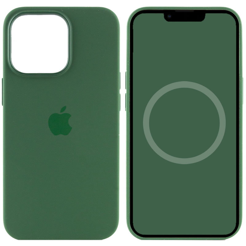 Чехол Silicone case (AAA) full with Magsafe and Animation для Apple iPhone 13 Pro Max (6.7") (Зеленый / Clover)