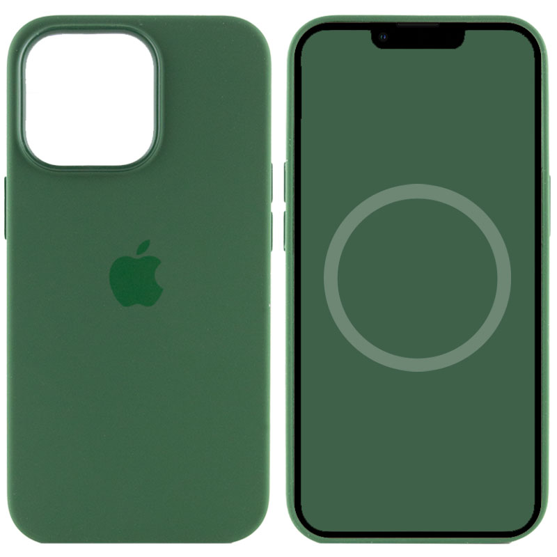 Чехол Silicone case (AAA) full with Magsafe and Animation для Apple iPhone 13 Pro (6.1") (Зеленый / Clover)