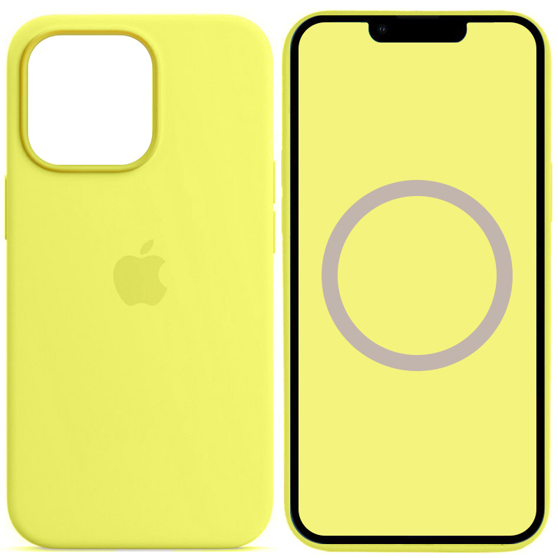 Чохол Silicone case (AAA) full with Magsafe and Animation для Apple iPhone 13 Pro (6.1") (Жовтий / Lemon Zest)