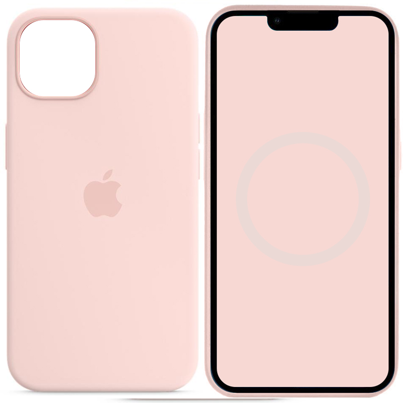 Чехол Silicone case (AAA) full with Magsafe and Animation для Apple iPhone 14 (6.1") (Розовый / Chalk Pink)