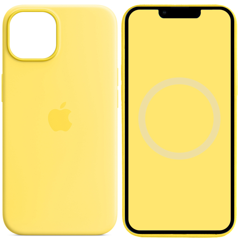 Чехол Silicone case (AAA) full with Magsafe and Animation для Apple iPhone 14 (6.1") (Желтый / Canary Yellow)