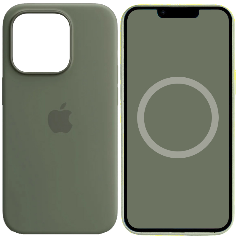 Чехол Silicone case (AAA) full with Magsafe and Animation для Apple iPhone 14 Pro Max (6.7") (Зеленый / Olive)