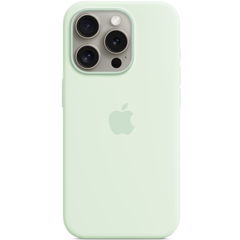 Чехол Silicone case (AAA) full with Magsafe and Animation для Apple iPhone 15 Pro (6.1") (Мятный / Soft Mint)