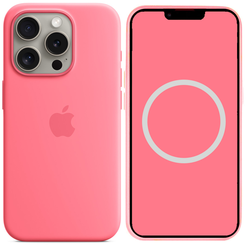 Чохол Silicone case (AAA) full with Magsafe and Animation для Apple iPhone 15 Pro (6.1") (Рожевий / Pink)