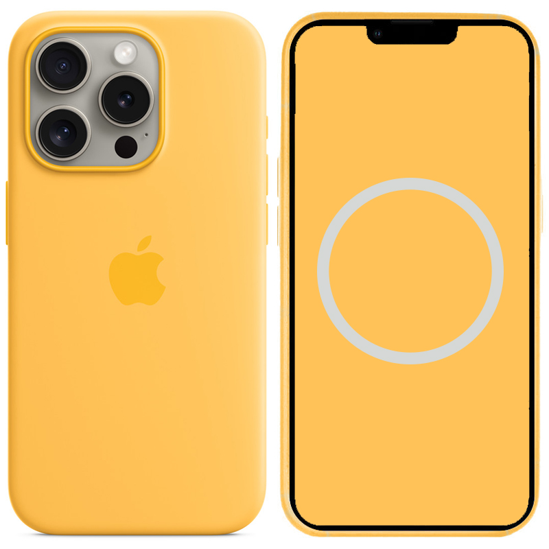 Чехол Silicone case (AAA) full with Magsafe and Animation для Apple iPhone 15 Pro (6.1") (Желтый / Sunshine)