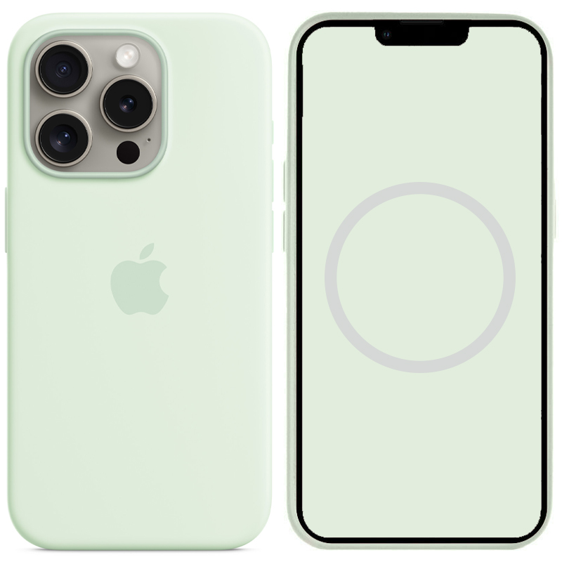 Чохол Silicone case (AAA) full with Magsafe and Animation для Apple iPhone 15 Pro Max (6.7") (М'ятний / Soft Mint)