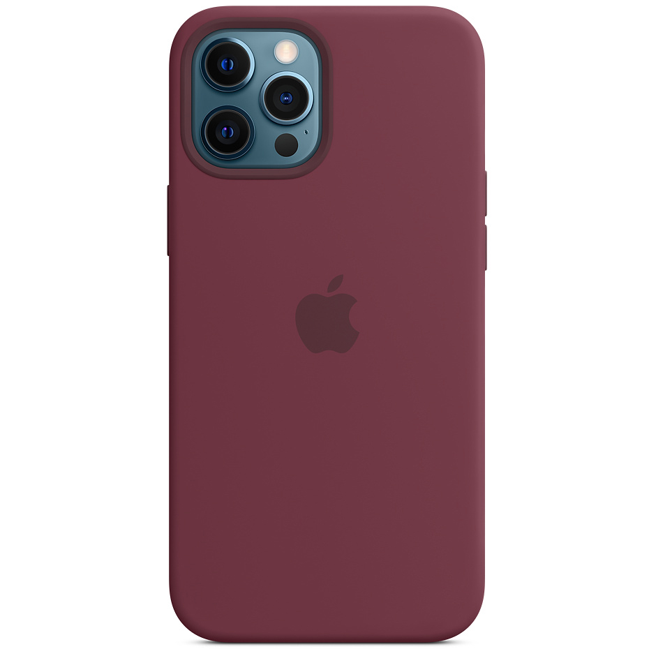 Чохол Silicone case (AAA) full with Magsafe для Apple iPhone 12 Pro (Бордовий / Plum)