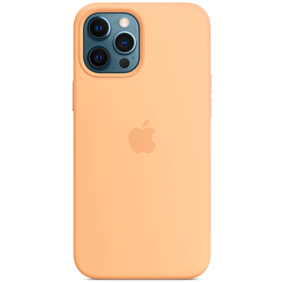 Чохол Silicone case (AAA) full with Magsafe для Apple iPhone 12 Pro (Помаранчевий / Cantaloupe)