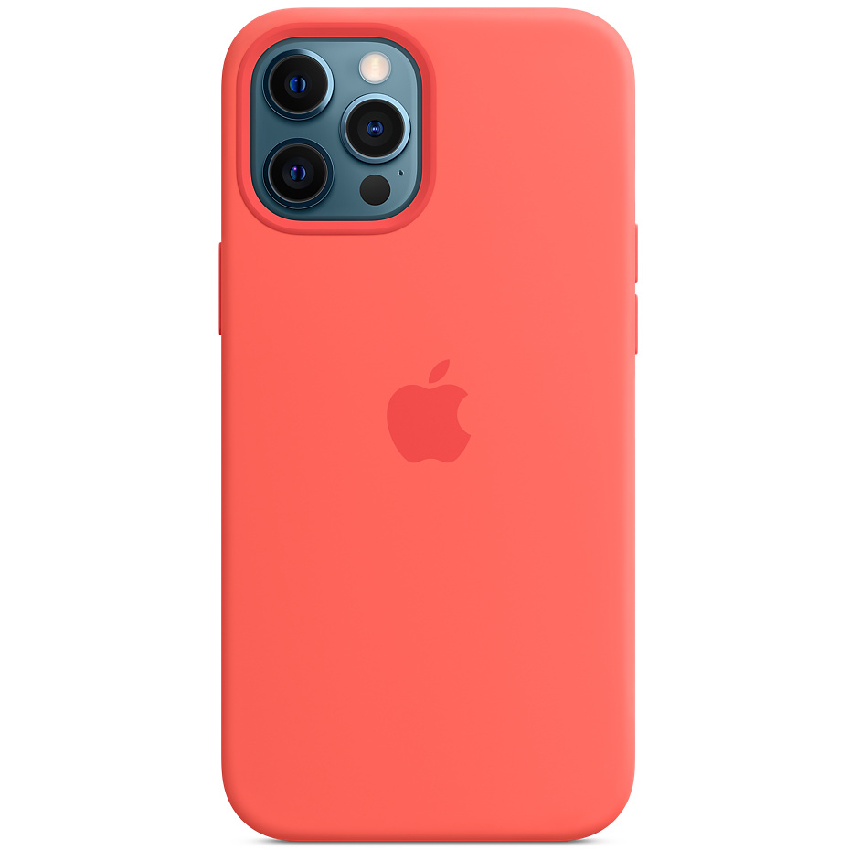 Чохол Silicone case (AAA) full with Magsafe для Apple iPhone 12 Pro (Помаранчевий / Pink citrus)