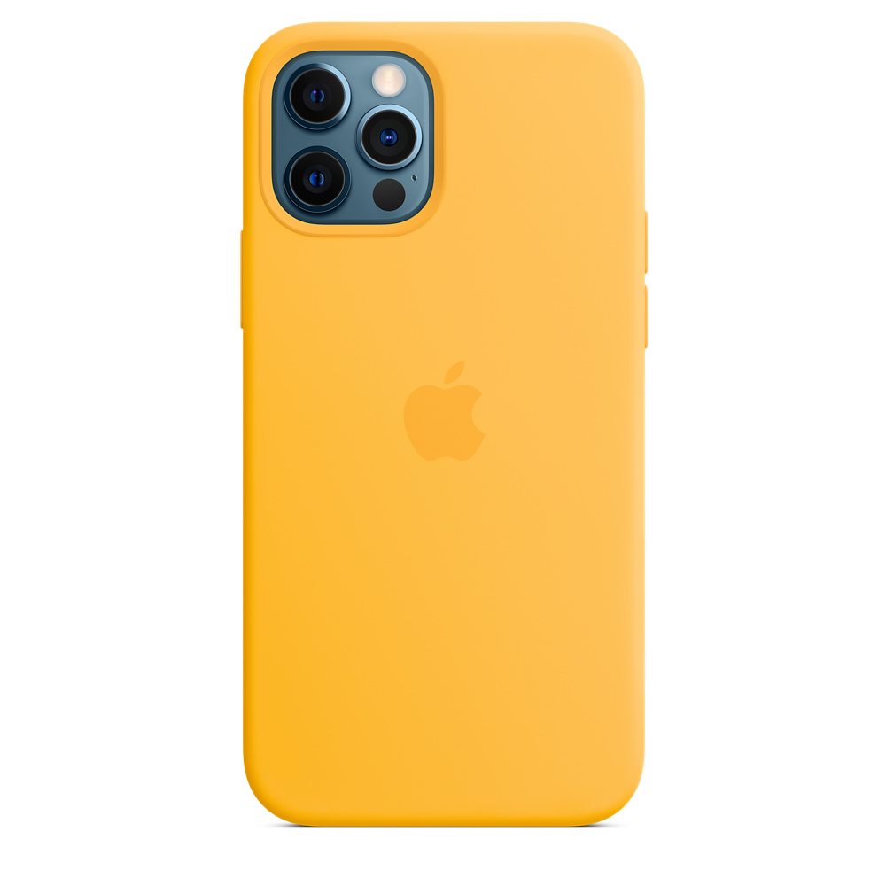Чехол Silicone case (AAA) full with Magsafe для Apple iPhone 12 Pro / 12 (6.1") (Желтый / Sunflower)