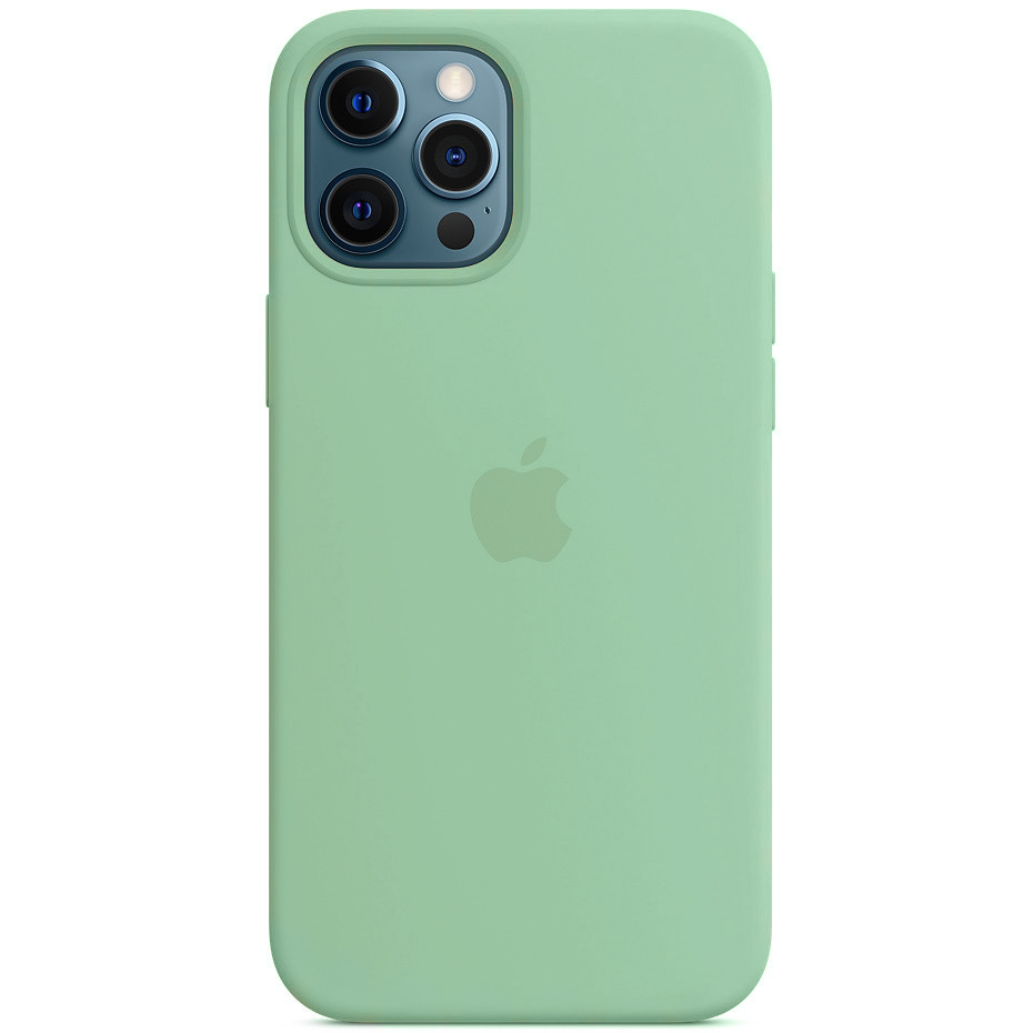 Чехол Silicone case (AAA) full with Magsafe для Apple iPhone 12 Pro Max (6.7") (Зеленый / Pistachio)