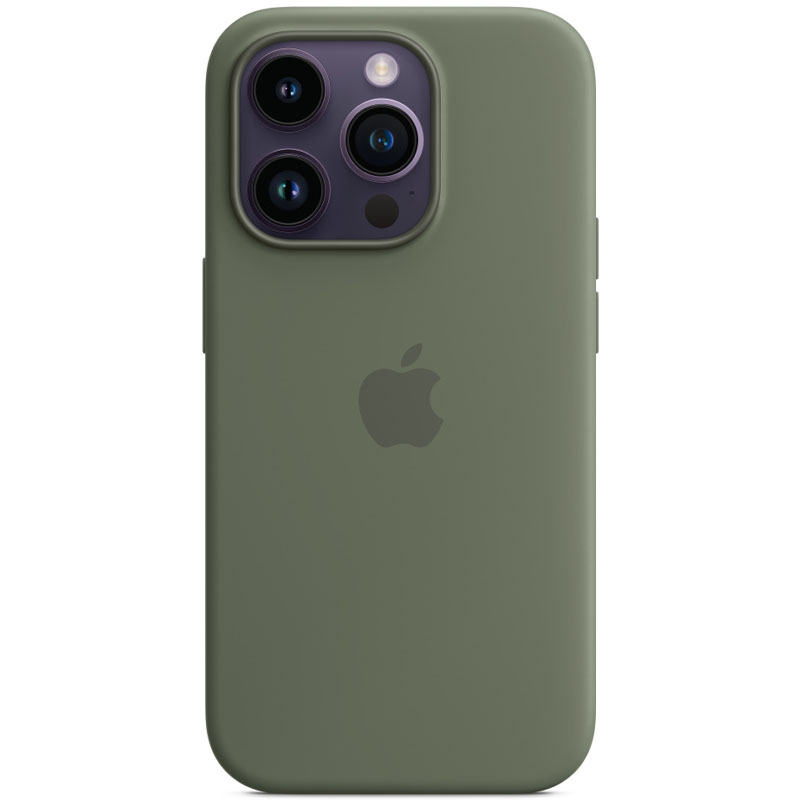 Чехол Silicone case (AAA) full with Magsafe для Apple iPhone 14 Pro (6.1") (Зеленый / Olive)