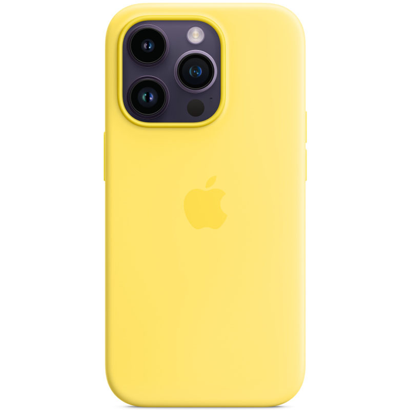 Чехол Silicone case (AAA) full with Magsafe для Apple iPhone 14 Pro (6.1") (Желтый / Canary Yellow)