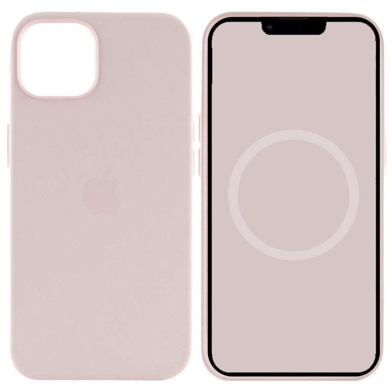 Чохол Silicone case (AAA) full with Magsafe для Apple iPhone 15 (6.1") (Рожевий / Light pink)