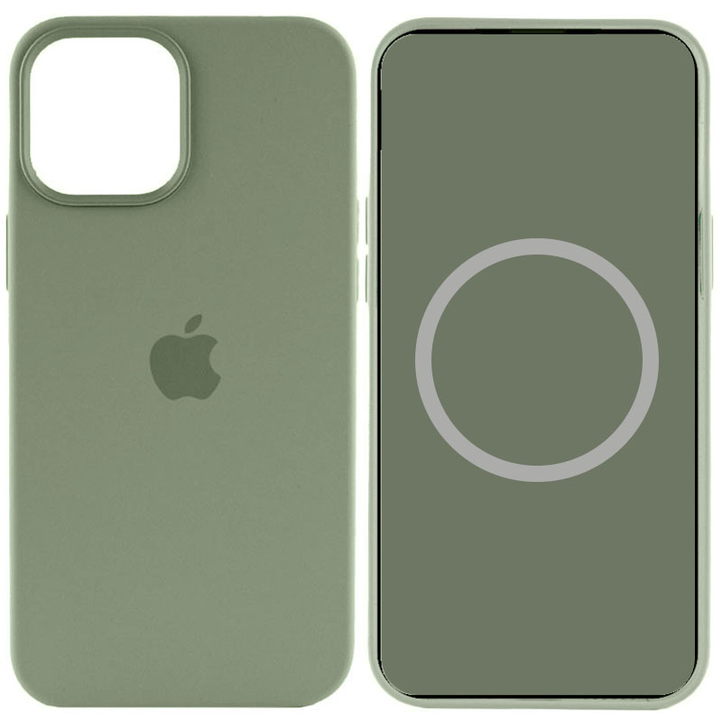 Чохол Silicone case (AAA) full with Magsafe для Apple iPhone 15 (6.1") (Зелений / Cypress)