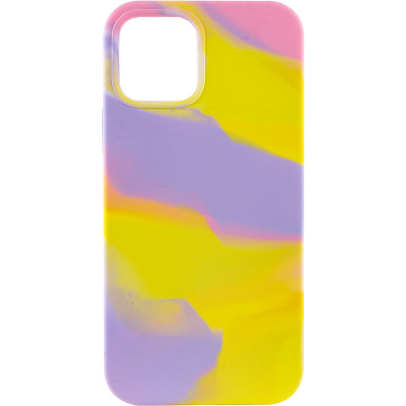 Чехол Silicone case full Aquarelle для Apple iPhone 12 Pro Max (6.7") (Сиренево-желтый)