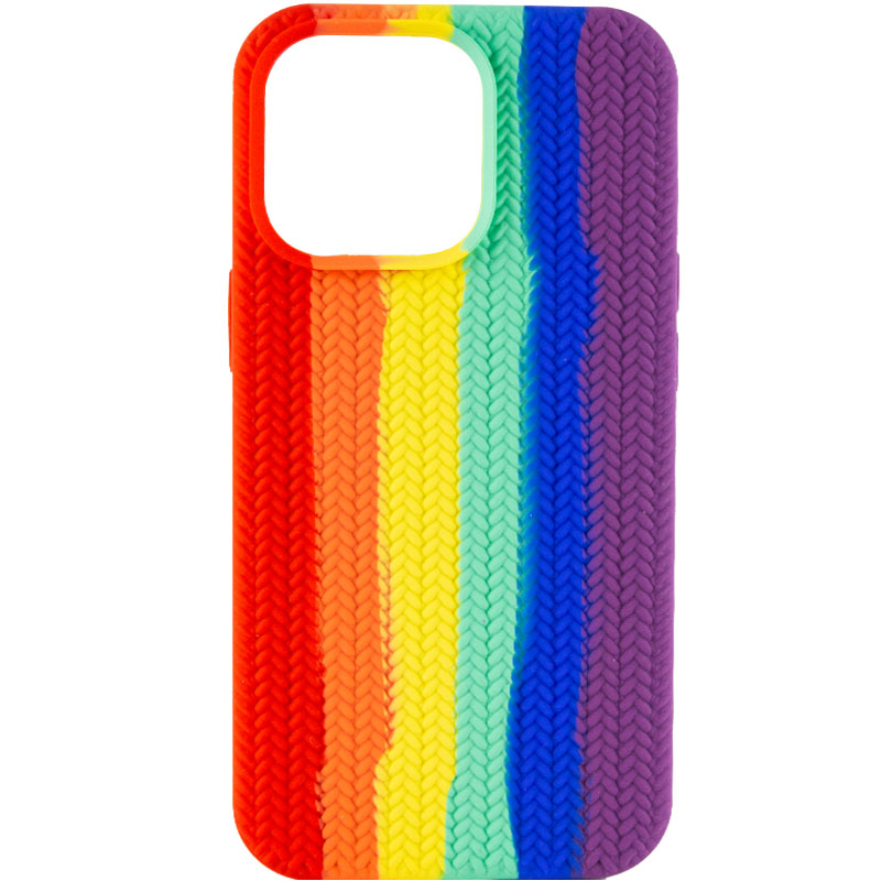 Чехол Silicone case Full Braided для Apple iPhone 13 Pro Max (6.7") (Красный / Фиолетовый)