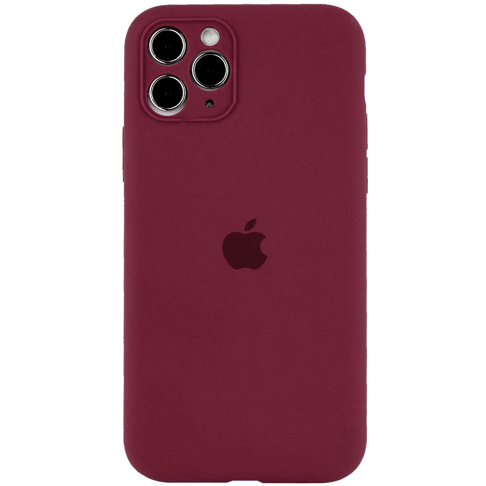 Чехол Silicone Case Full Camera Protective (AA) для Apple iPhone 11 Pro (5.8") (Бордовый / Plum)