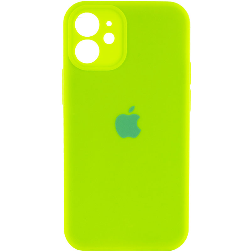 Чехол Silicone Case Full Camera Protective (AA) для Apple iPhone 12 mini (5.4") (Салатовый / Neon green)