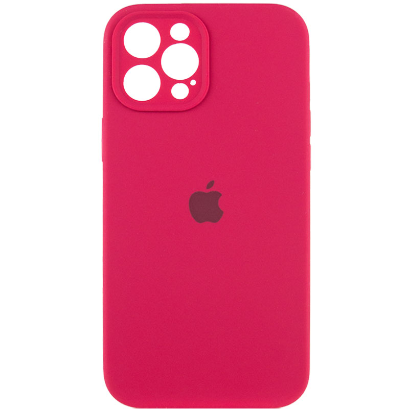 Чехол Silicone Case Full Camera Protective (AA) для Apple iPhone 12 Pro (6.1") (Красный / Rose Red)