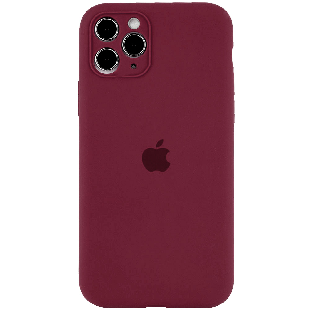 Чохол Silicone Case Full Camera Protective (АА) для Apple iPhone 12 Pro Max (Бордовий / Plum)