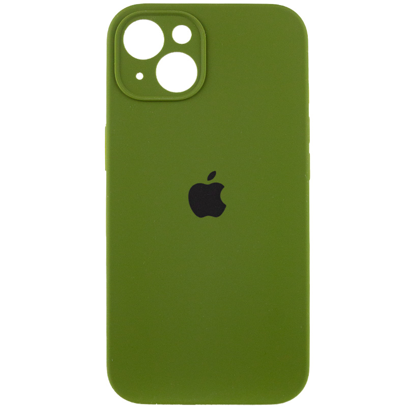 Чехол Silicone Case Full Camera Protective (AA) для Apple iPhone 14 (6.1") (Зеленый / Dark Olive)