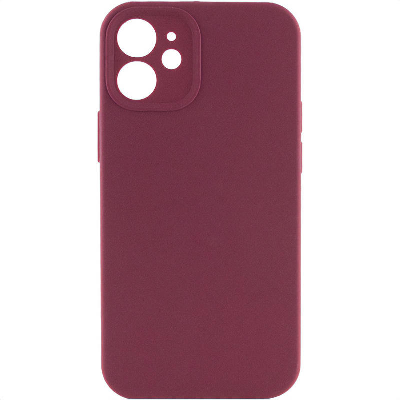 Чехол Silicone Case Full Camera Protective (AA) NO LOGO для Apple iPhone 12 (6.1") (Бордовый / Plum)
