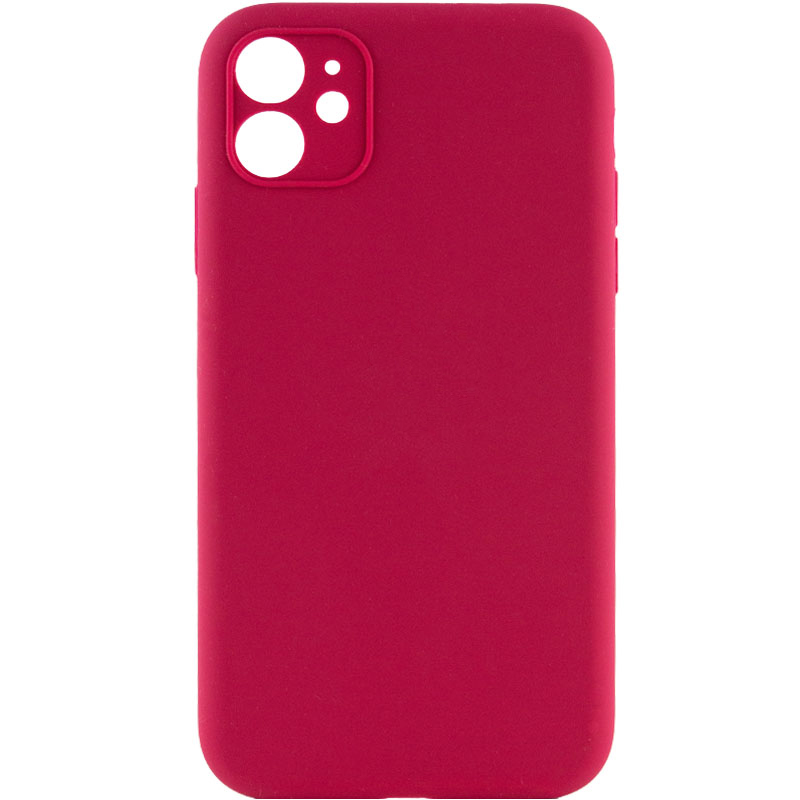 Чехол Silicone Case Full Camera Protective (AA) NO LOGO для Apple iPhone 12 (6.1") (Красный / Rose Red)