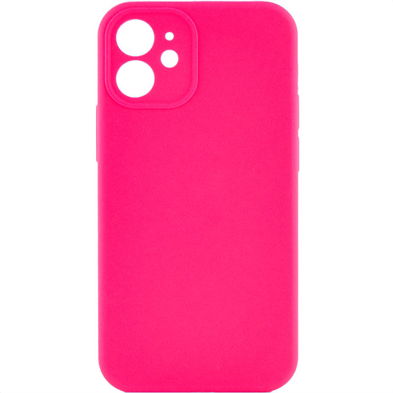 Чохол Silicone Case Full Camera Protective (AA) NO LOGO для Apple iPhone 12 (Рожевий / Barbie pink)