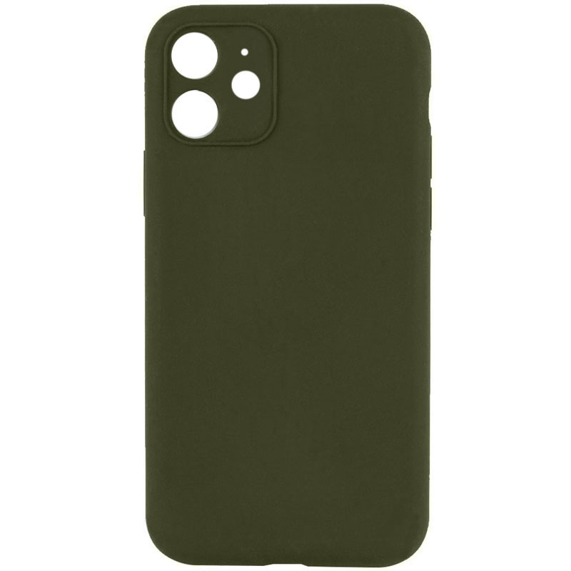 Чехол Silicone Case Full Camera Protective (AA) NO LOGO для Apple iPhone 12 (6.1") (Зеленый / Dark Olive)